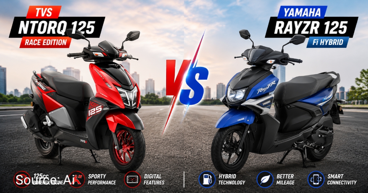 TVS NTORQ 125 vs Yamaha RayZR 125 Fi Hybrid